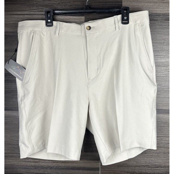 NEW MENS GREG NORMAN FLAT FRONT Perfomance Stretch Sandstone ‎ size 38 - Picture 1 of 6